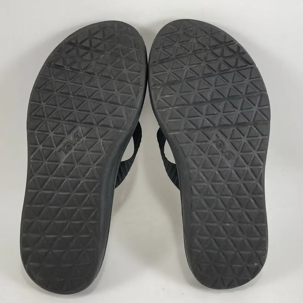 Teva Voya Canvas Flip Flops Womens Size 7 Black Sandals Beach Pool Comfort